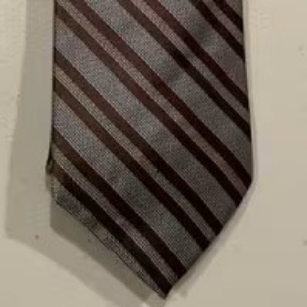 Joseph Grey Tie with Brown Stripes Silk Made in Italy